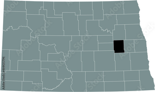 Black highlighted location map of the Griggs County inside gray administrative map of the Federal State of North Dakota, USA photo