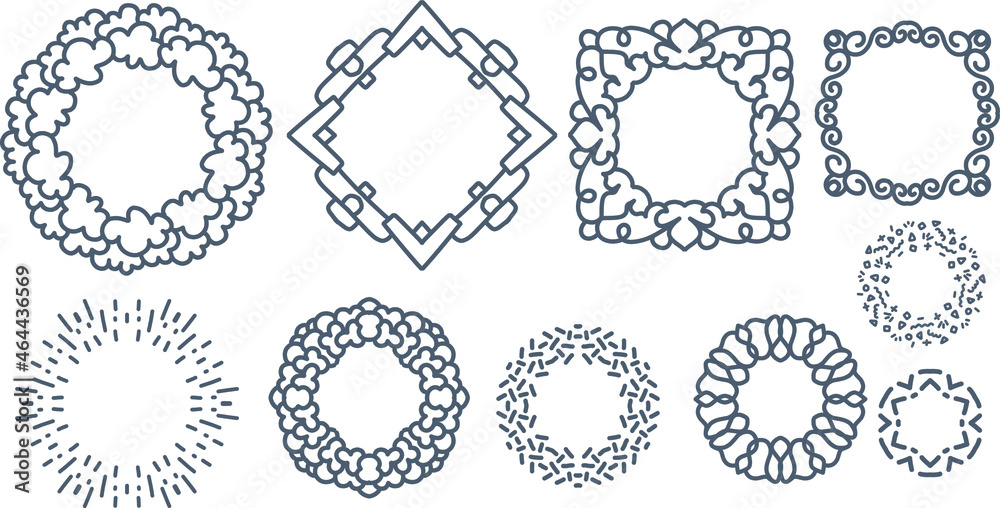 Abstract cartoon frame border various shapes set Abstract cartoon frame border various shapes set