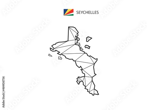 Mosaic triangles map style of Seychelles isolated on a white background. Abstract design for vector.