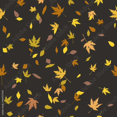 Autumn leaves seamless pattern. Leaf fall background. Hand drawn botanical vector illustration