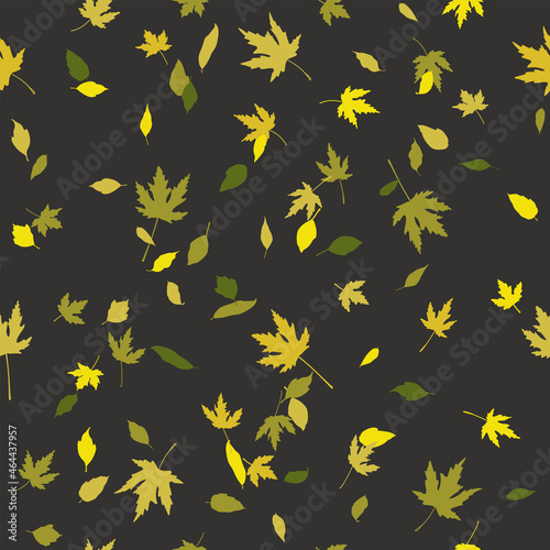 Autumn leaves seamless pattern. Leaf fall background. Hand drawn botanical vector illustration