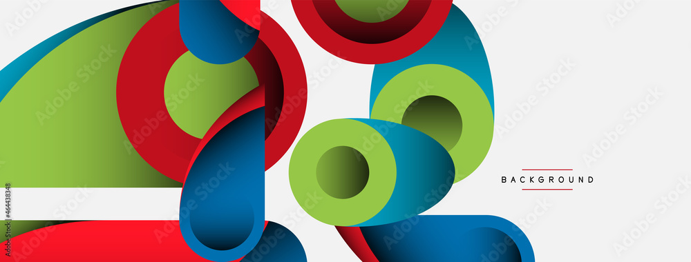 Abstract background. Minimal geometric circles and round style shapes with deep shadow effects. Trendy technology business template for wallpaper banner or background