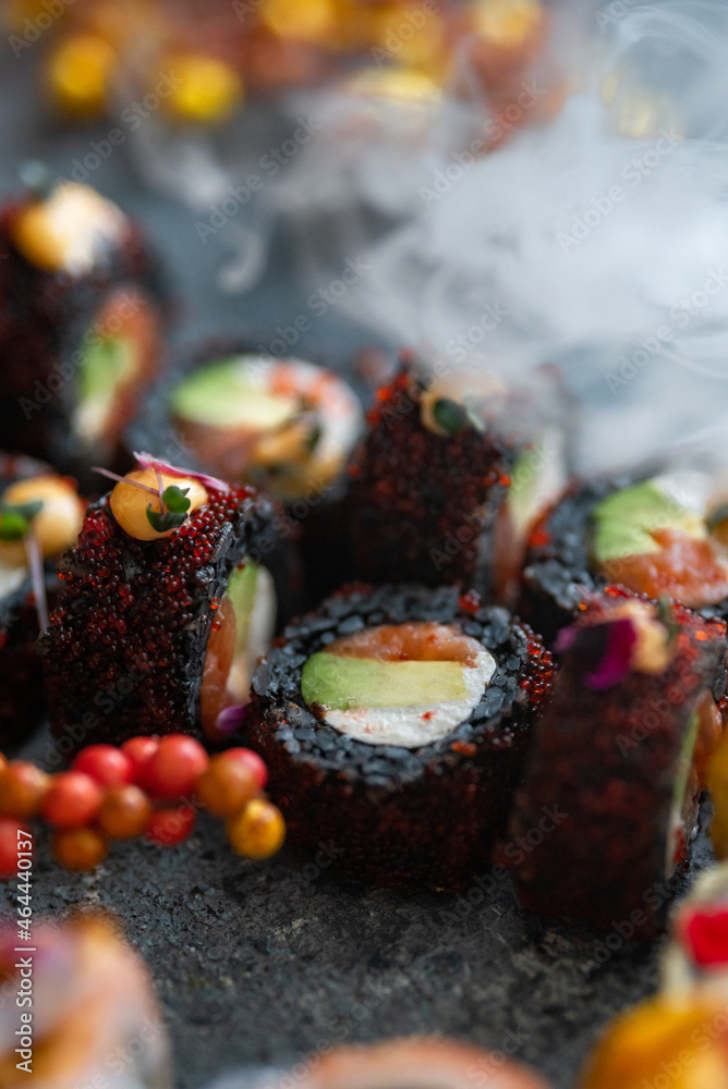 Halloween sushi rolls on the table