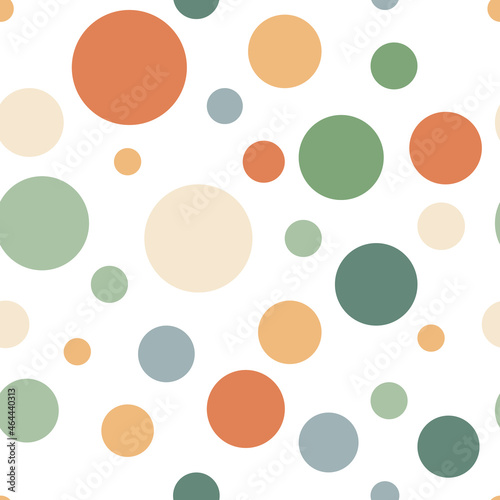 Colored background with circles and circles and smooth lines, flat cartoon drawing seamless. Contemporary design for fabric, packaging and wallpaper.