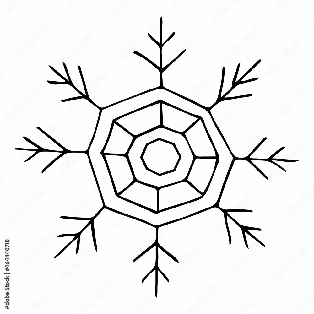 Fototapeta premium A single vector snowflake icon. Hand-drawn winter doodle illustration.