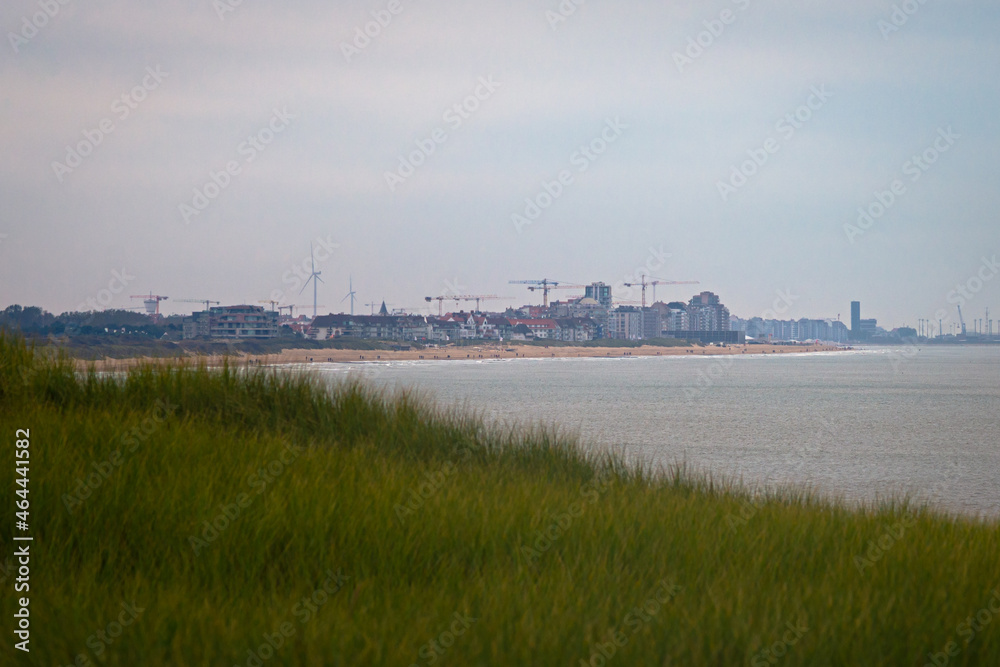 View of the seaside resort of Knokke-Heist in Belgium, visible from the Dutch coast