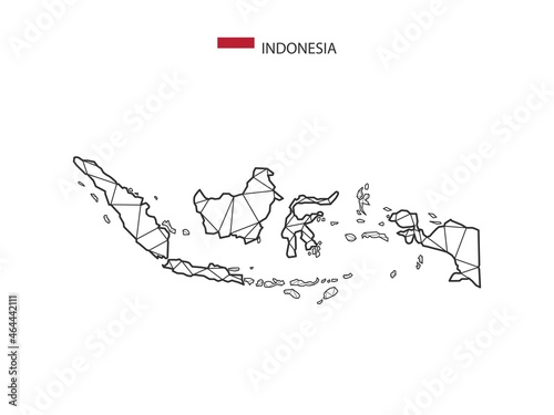 Mosaic triangles map style of Indonesia isolated on a white background. Abstract design for vector.