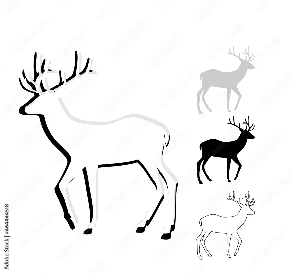 deer, elk, casul, logo, symbol, outline, icon, animal, vector, new year ...