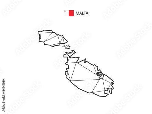 Mosaic triangles map style of Malta isolated on a white background. Abstract design for vector.