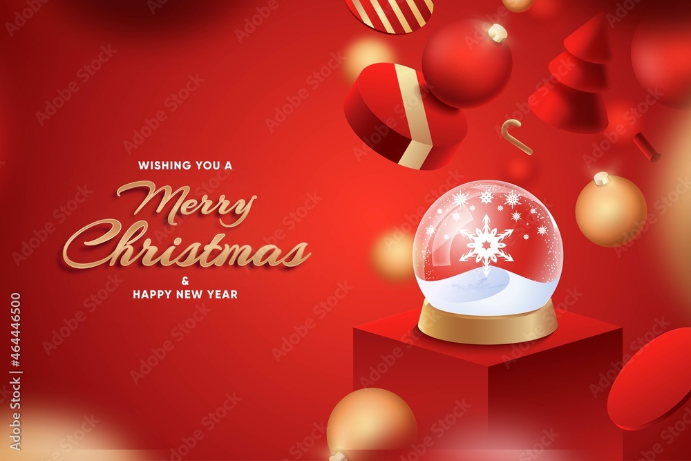 realistic christmas snowball globe vector design illustration