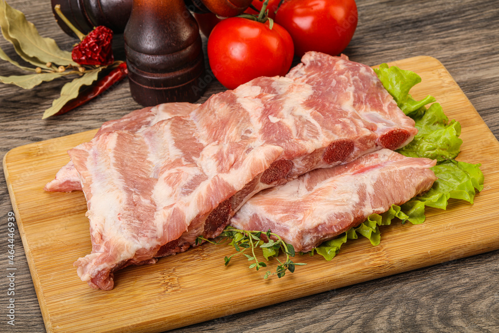 Raw pork ribs for cooking