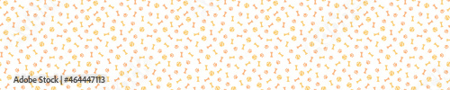 Seamless pattern with pink and orange paws, bones and balls © FRESH TAKE DESIGN