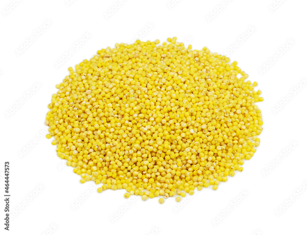 Heap of millet isolated on white background. Isolate. Heap of millet isolated on white background. Isolate.