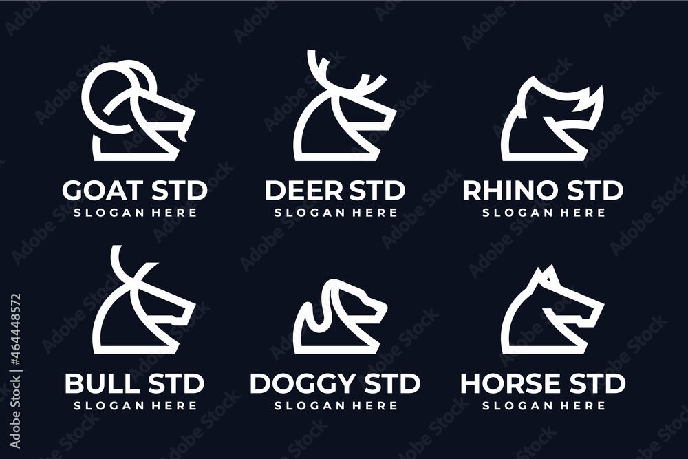 Set of animal monoline logo design inspiration