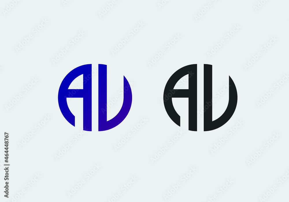 AU initial letter logo vector template | creative modern monogram circle logo