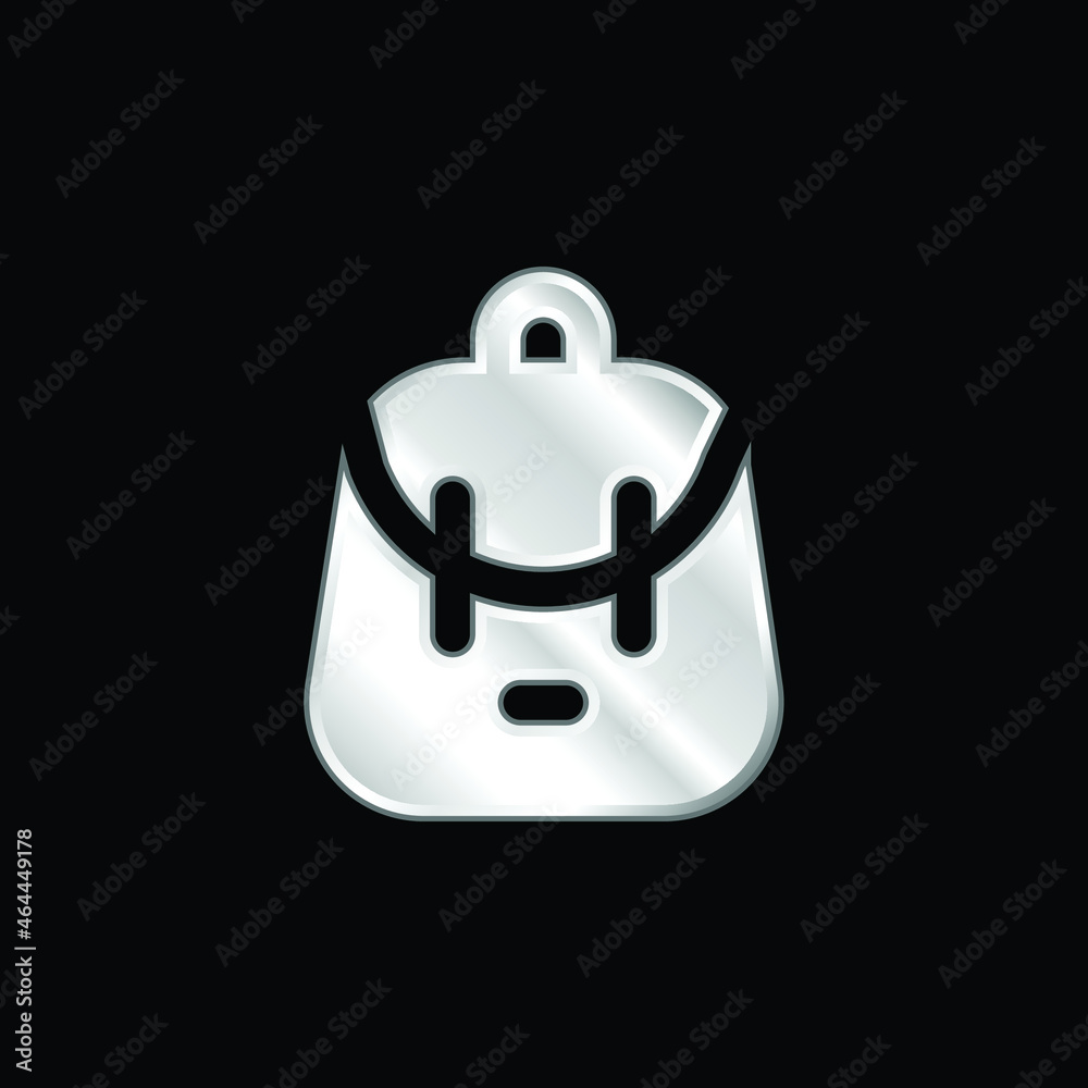 Backpack silver plated metallic icon Backpack silver plated metallic icon