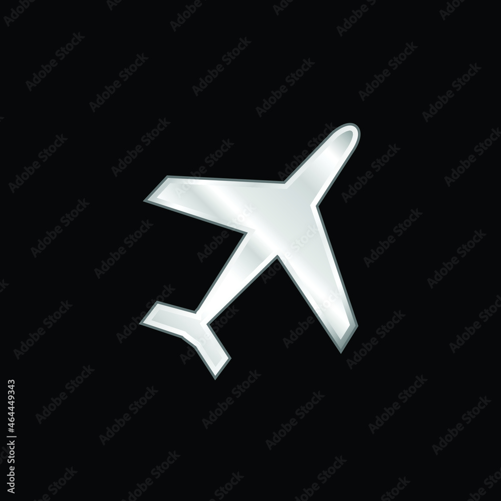 Airliner silver plated metallic icon Airliner silver plated metallic icon
