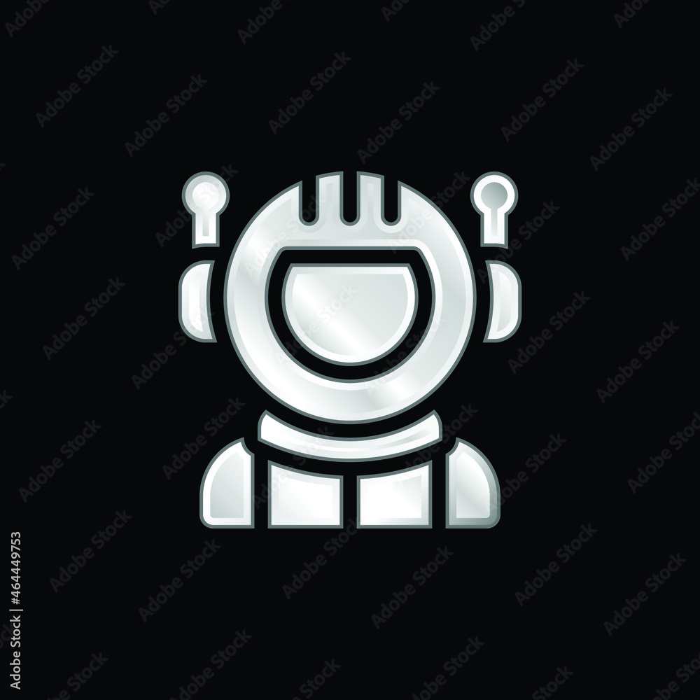 Astronaut silver plated metallic icon Astronaut silver plated metallic icon