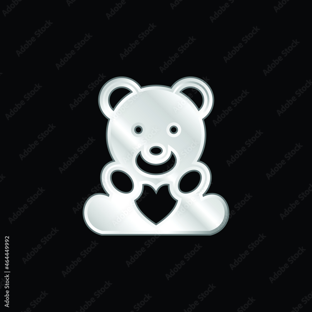 Beard With Heart silver plated metallic icon Beard With Heart silver plated metallic icon