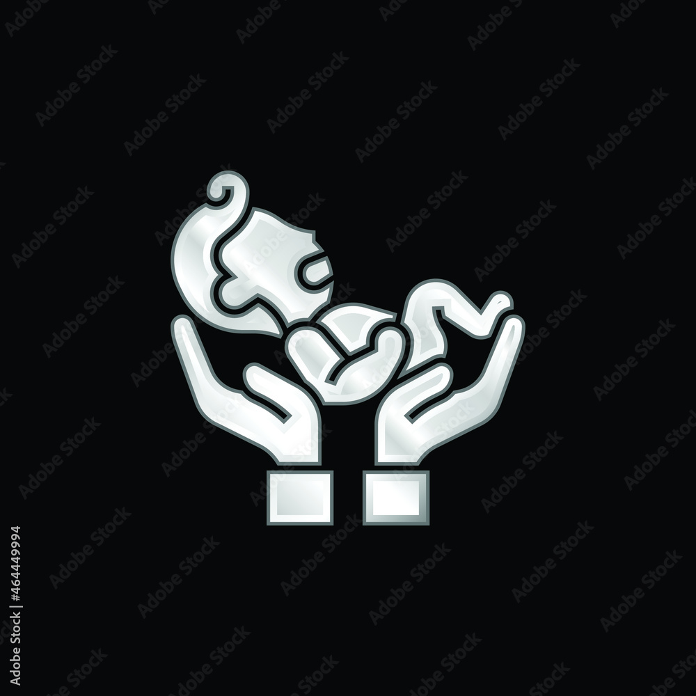 Baby silver plated metallic icon Baby silver plated metallic icon