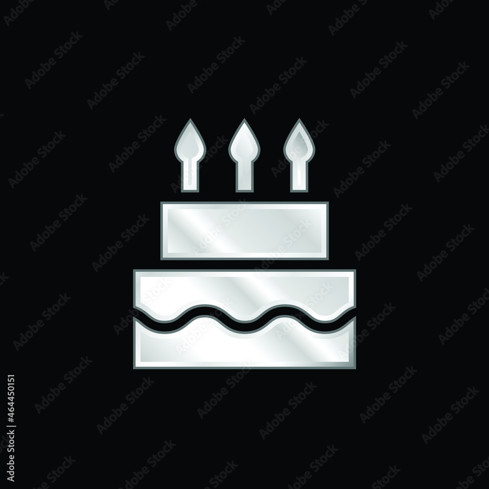 Birthday Cake silver plated metallic icon Birthday Cake silver plated metallic icon