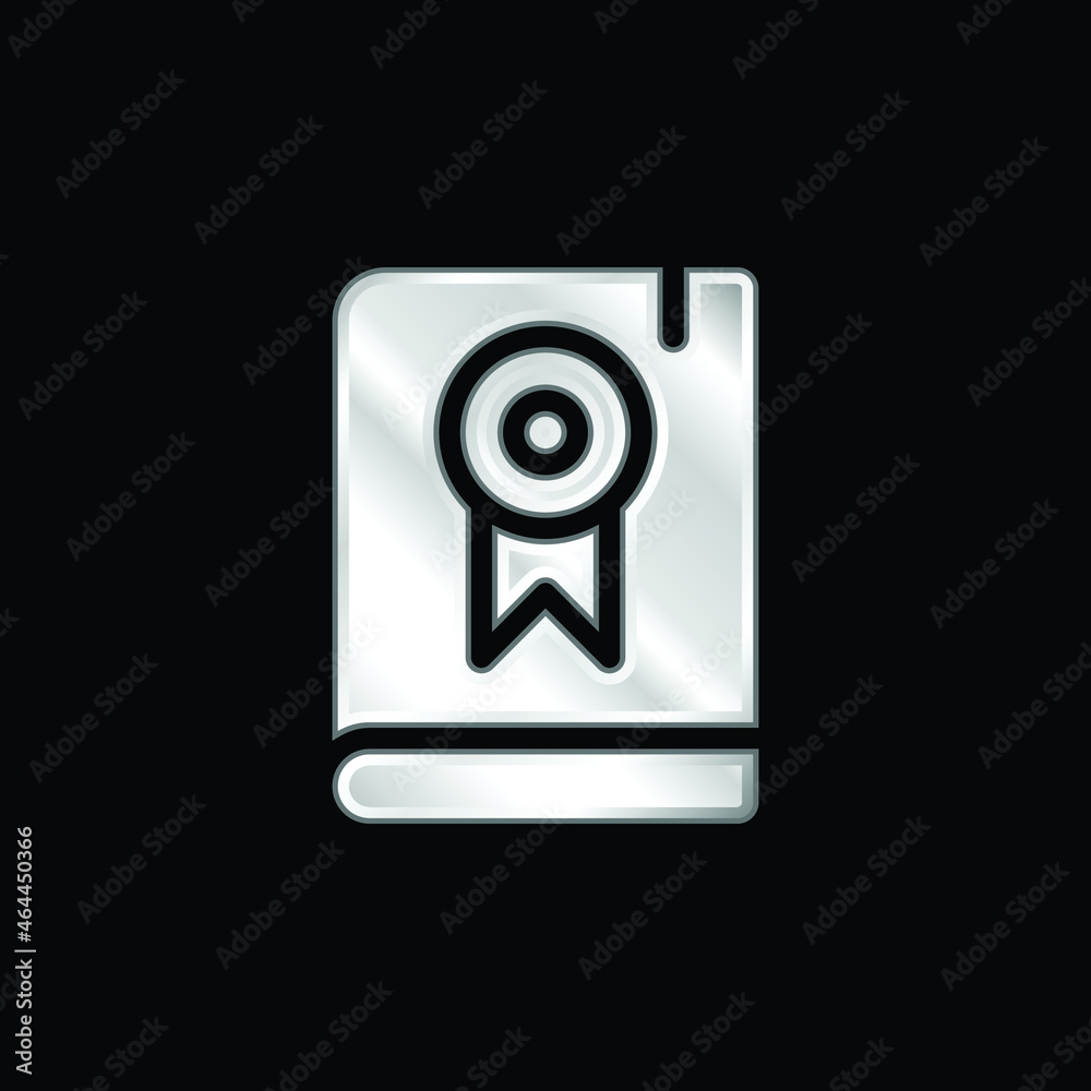 Book silver plated metallic icon Book silver plated metallic icon