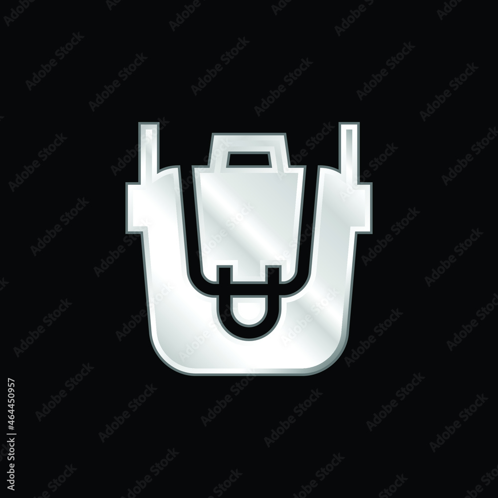 Backpack silver plated metallic icon Backpack silver plated metallic icon