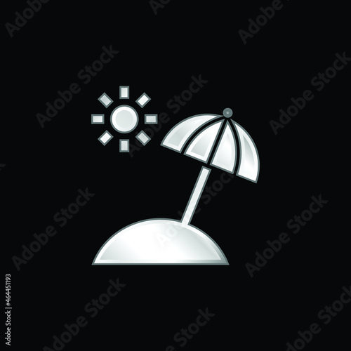 Beach silver plated metallic icon