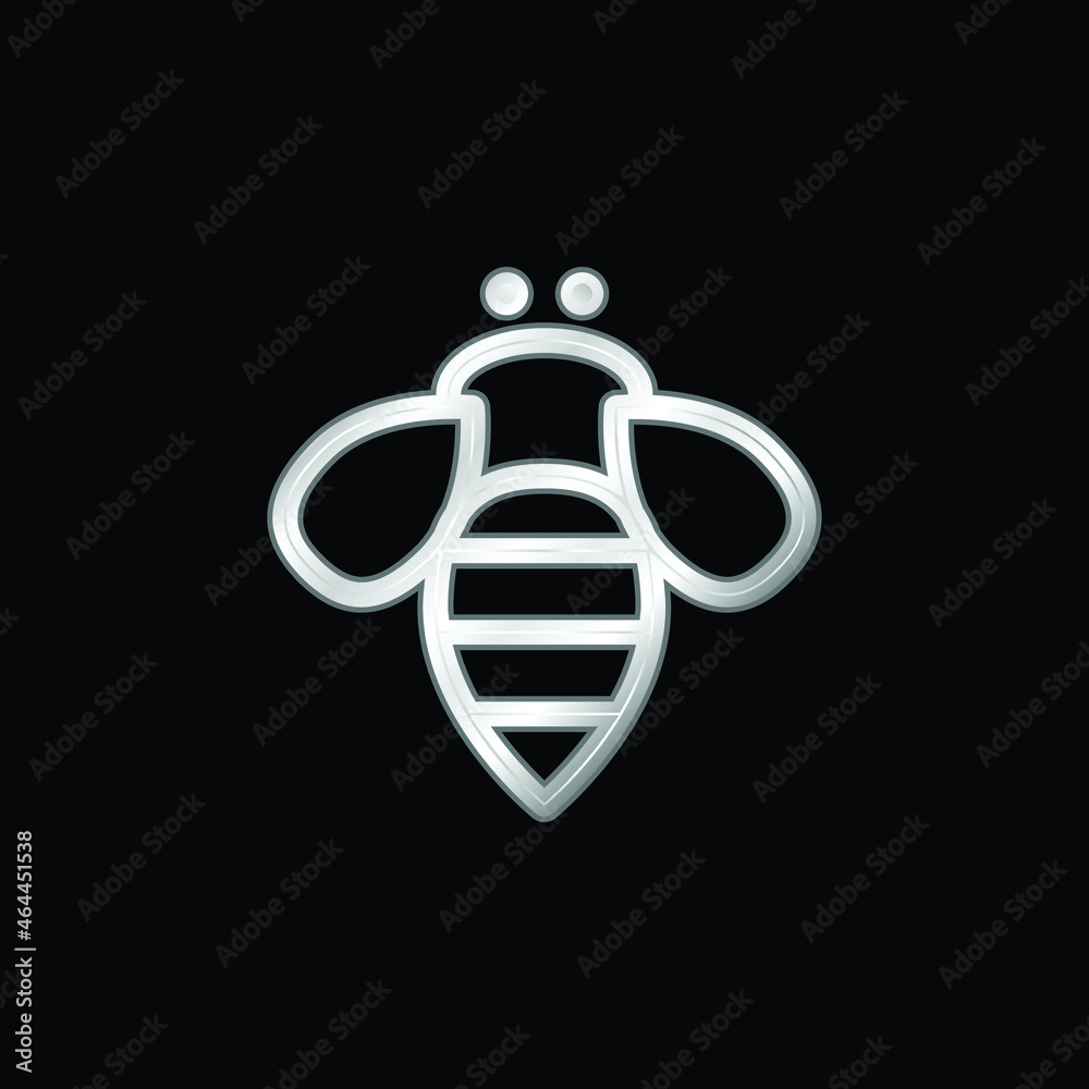 Bee Insect Outline silver plated metallic icon Bee Insect Outline silver plated metallic icon