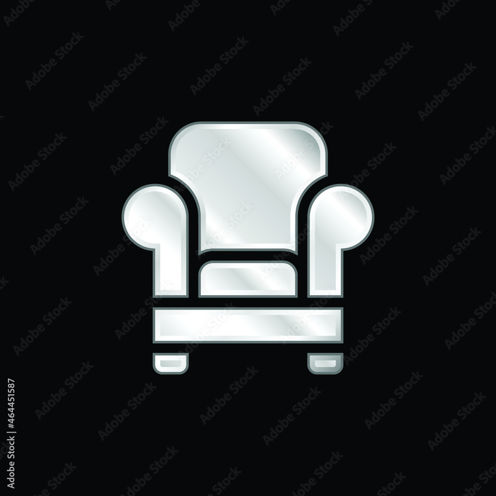 Armchair silver plated metallic icon Armchair silver plated metallic icon