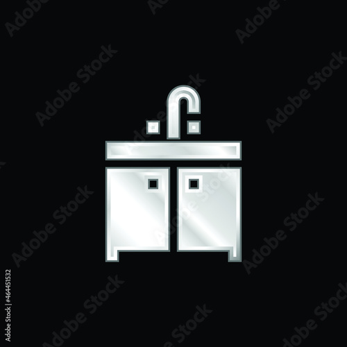 Bathroom Cabinet silver plated metallic icon