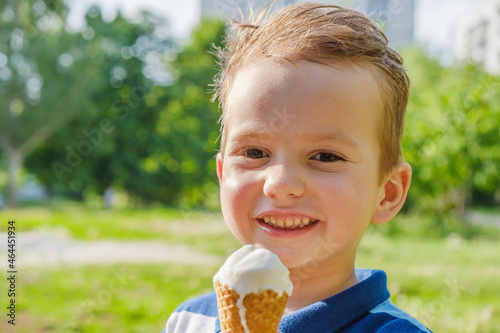 little caucasian boy enjoyi...