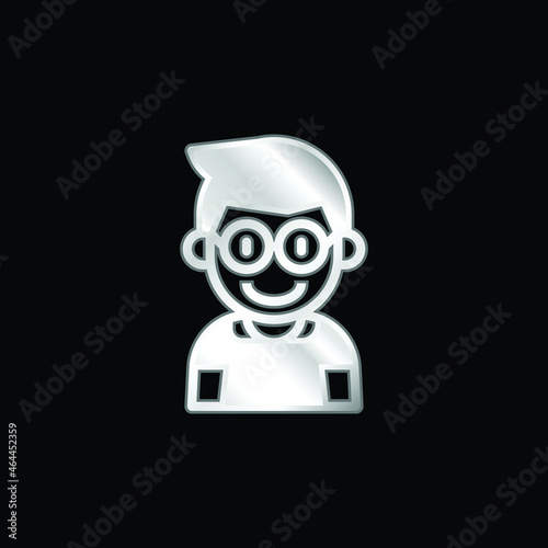 Boy silver plated metallic icon
