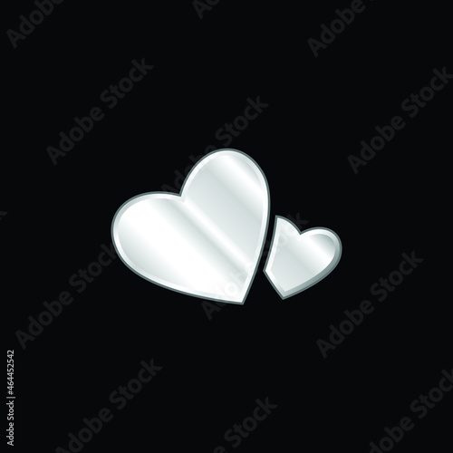 Big And Small Hearts silver plated metallic icon