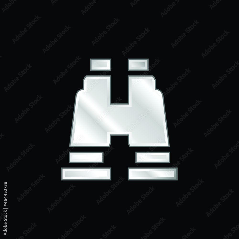 Obraz premium Binoculars silver plated metallic icon