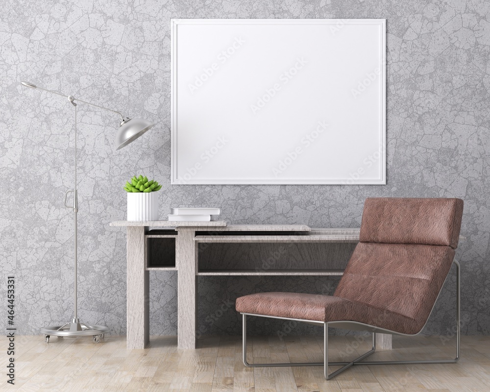 3D Mockup photo frame in Modern interior of living room 3D Mockup photo frame in Modern interior of living room