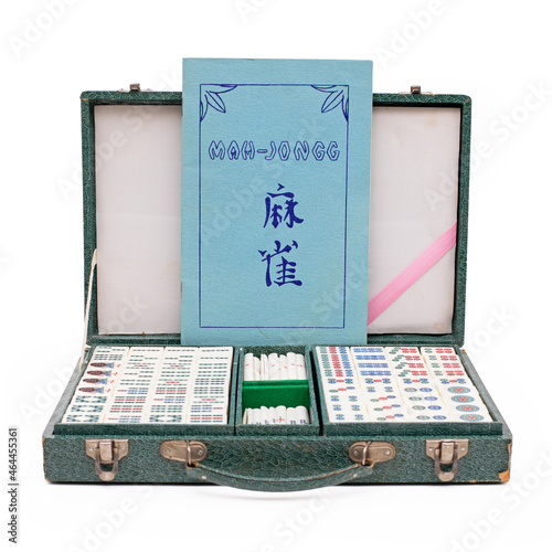 Vintage Mahjong set on white background