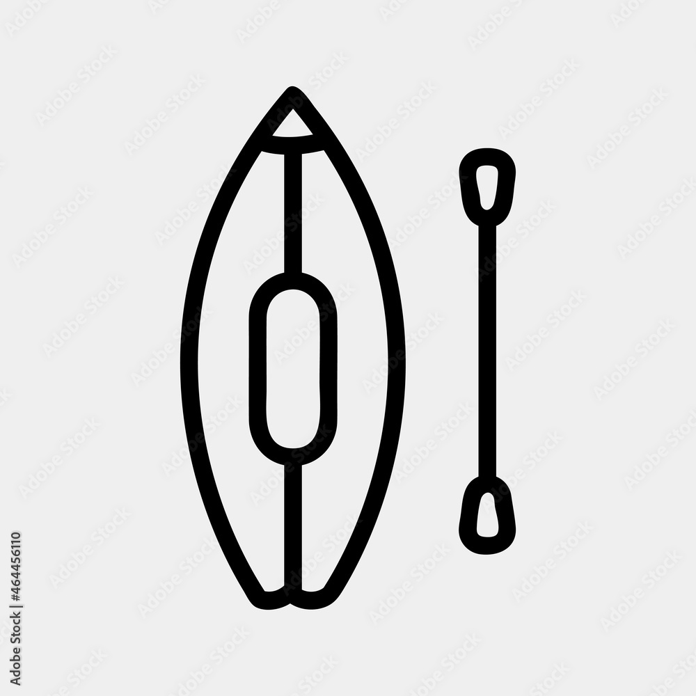 Canoe icon vector illustration in line style about summer, use for website mobile app presentation Canoe icon vector illustration in line style about summer, use for website mobile app presentation