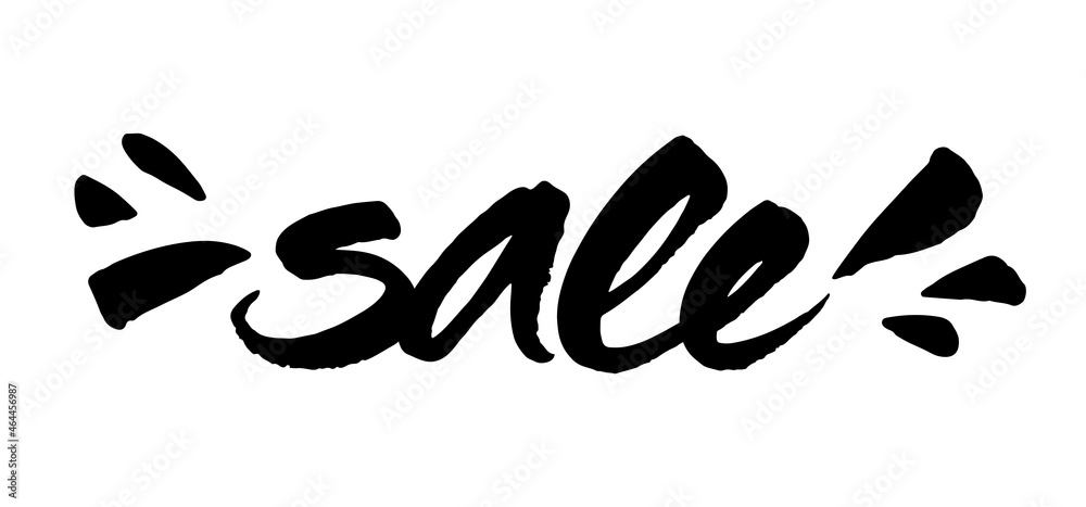 Sale banner. Vector handwritten sign. Brush lettering with splashes. Modern calligraphy. Isolated on white background. Sale banner. Vector handwritten sign. Brush lettering with splashes. Modern calligraphy. Isolated on white background.