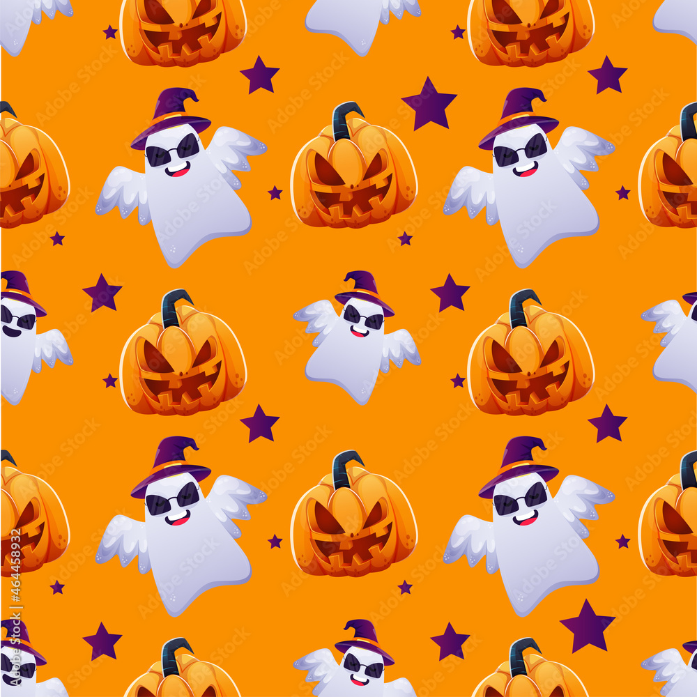 Seamless Halloween Theme Pattern Background.