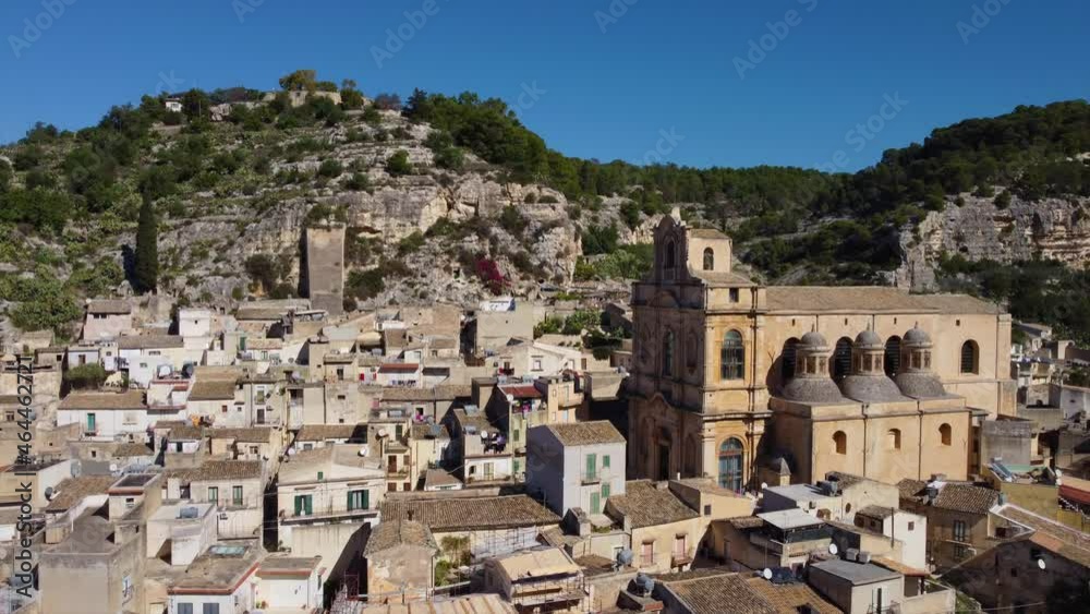 flying past historic church in famous Sicilian town of Scicli flying past historic church in famous Sicilian town of Scicli