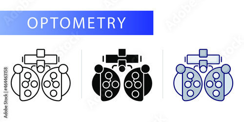 Optometry (Phoropter). Line icon concept photo