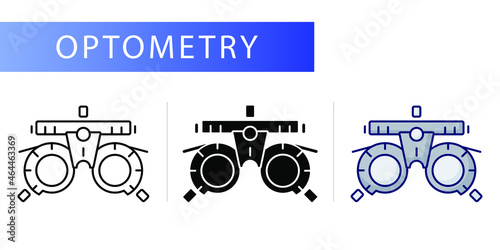 Optometry (Adjustable professional glasses). Line icon concept