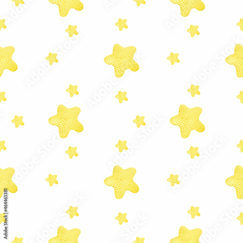 Seamless watercolor pattern with yellow stars. Perfect for printing, web, textile design, souvenirs, scrapbooking.