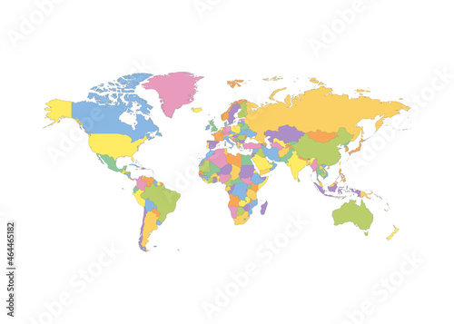 World map color line element. Border of the country.