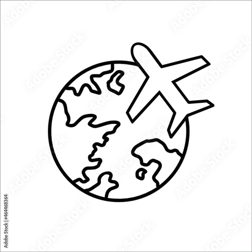 world plane tour journey trip flight glove travel simple vector icon symbol logo