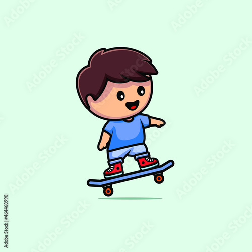 cute boy skateboarding vector design
