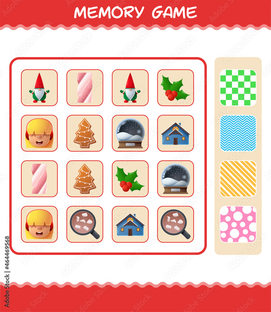 Memory games with cartoon christmas. Learning cards game. Educational game for pre shool years kids and toddlers Memory games with cartoon christmas. Learning cards game. Educational game for pre shool years kids and toddlers