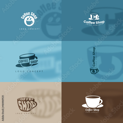 A set of coffee shop logos with various themes both modern and simple.