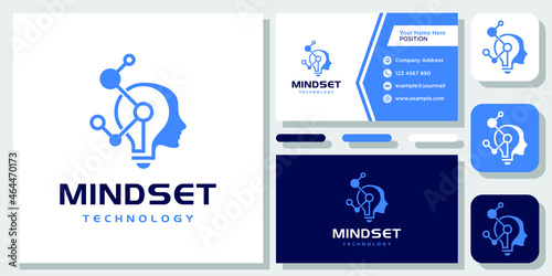 Head Bulb Idea Mind Brain Lamp Light Think Creative logo design inspiration with Layout Template Business Card
